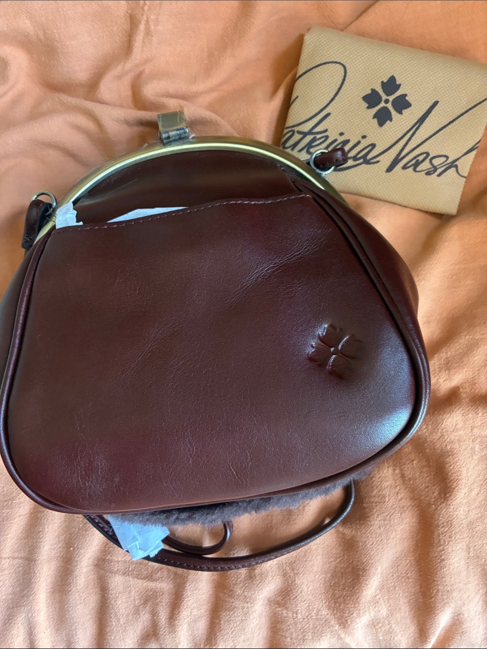 Patricia Nash’s Portafina crossbodyFaux Fur Gray and brown leather purse - Picture 3 of 4